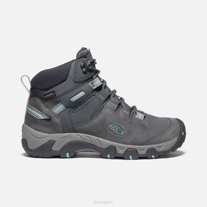 Ola del océano gris acero bota impermeable de cuero steens Keen2P80189